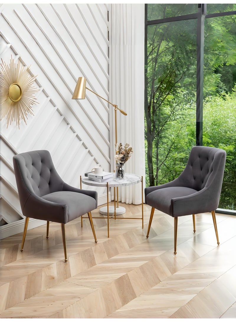 SEYNAR Dining Chair Set of 2,Modern Velvet Dining Chairs with Gold Legs,Elegant Tufted Accent Chairs for Reception, Living Room or Study Room - Image 2